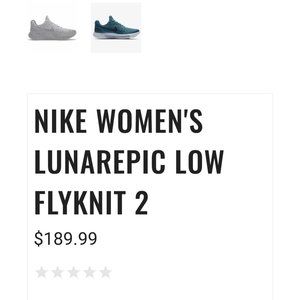Nike Women Lunarepic Low Flyknit 2 Size 7